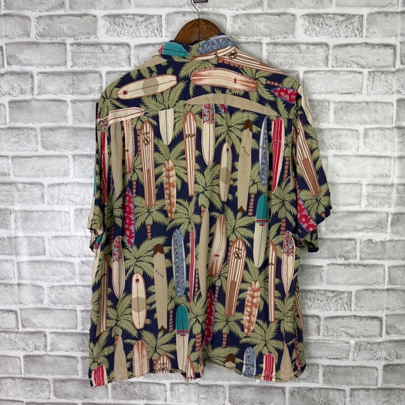 VTG Reyn Spooner Tropical Surfboard Print Hawaiian Button Shirt Mens Large Flaws - Picture 4 of 7